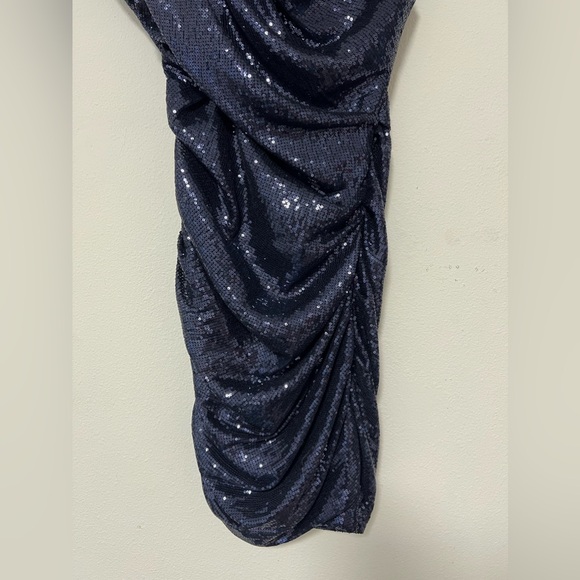Alexander Wang Midnight Blue Sequin Mini Cowl Neck Cocktail Dress - Picture 4 of 9